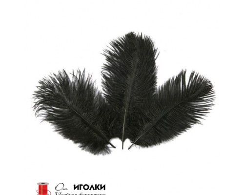 Перья страуса дл.20-25 см арт.10152 цв.черный уп.10 шт