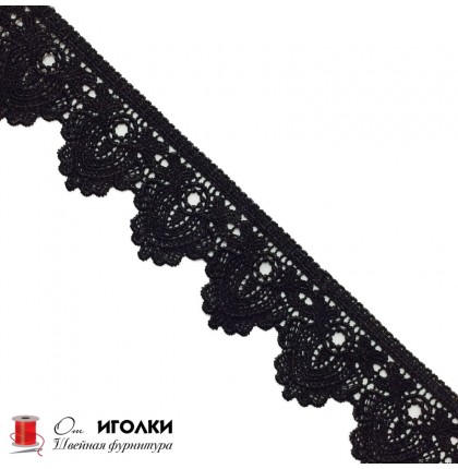 Кружево плетеное шир.6 см арт.TJ-12099-2 цв.черный уп.9,14 м